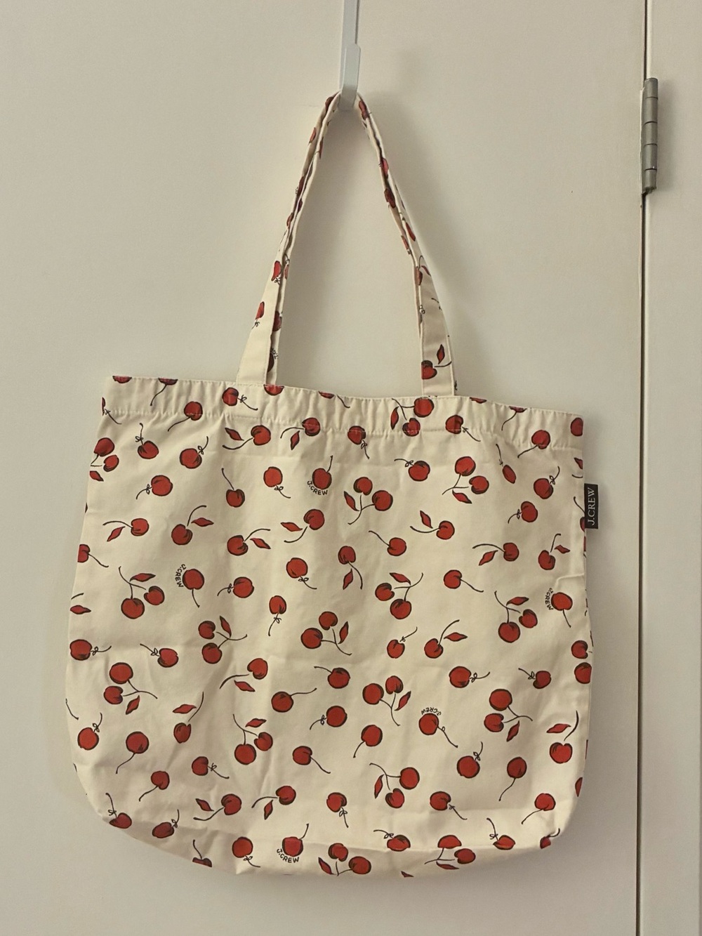❤️ J.Crew Cotton Canvas Tote Bag Cherry Pattern